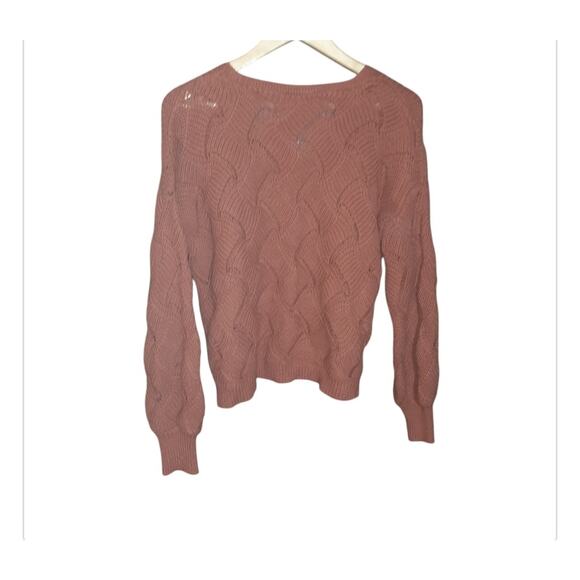 moon & madison Womens V-Neck Drop Shoulder Rust Tone Long Sleeve Sweater Size M - Picture 2 of 6